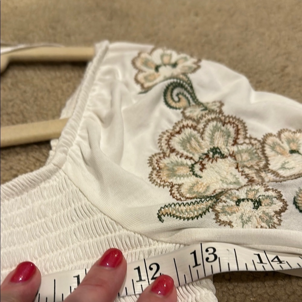 Lucky Brand White Smocked Puff Sleeve Blouse​​​​ - Picture 7 of 8